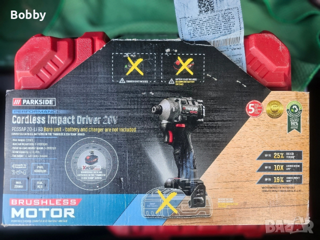 Касов Бон! Ударен Винтоверт/Импакт, Parkside Performance, PDSSAP 20-Li B3 2022 + 2 Батерии 20V 4AH