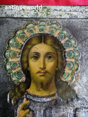 Стара РУСКА Икона Исус Христос 19 Век., снимка 2 - Антикварни и старинни предмети - 42274969