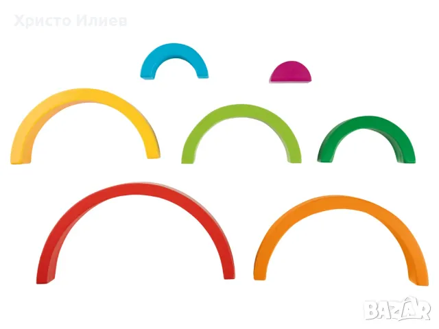 Дървен конструктор Пъзел Дъга за подреждане Монтесори финна моторика, снимка 5 - Образователни игри - 47592933