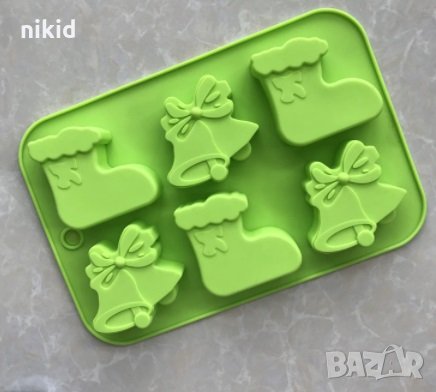 Коледен Ботуш чорап Коледни Камбанки Дълбок големи силиконов молд форма кексчета мъфини гипс сапун 