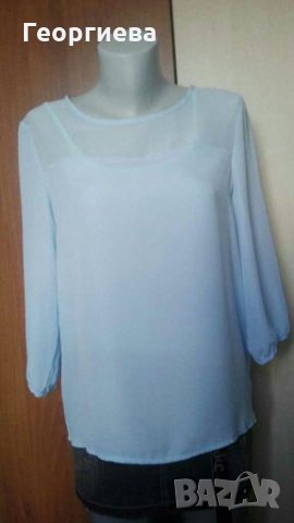 Нова небесно синя ефирна блуза ПРОМОЦИЯ🍀❤M(40) р-р🍀❤арт.1016, снимка 2 - Блузи с дълъг ръкав и пуловери - 29748839