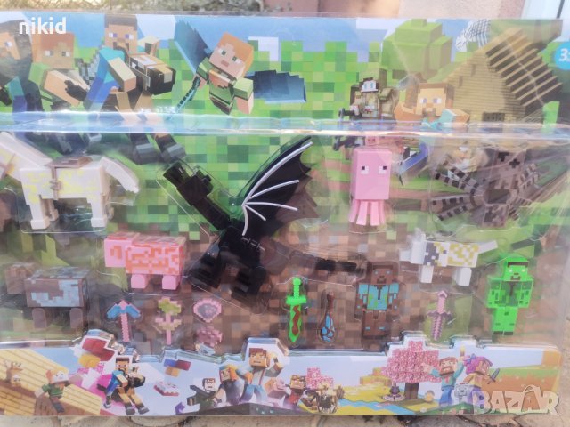 Minecraft Майнкрафт със Змей голям сет пластмасови фигурки за игра и украса на торта играчки