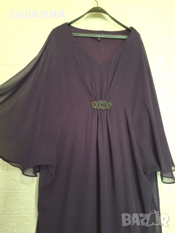 СТРАХОТНА РОКЛЯ В ЛИЛАВО ОТ ТЮЛ 2XL-3XL, снимка 5 - Рокли - 51637123