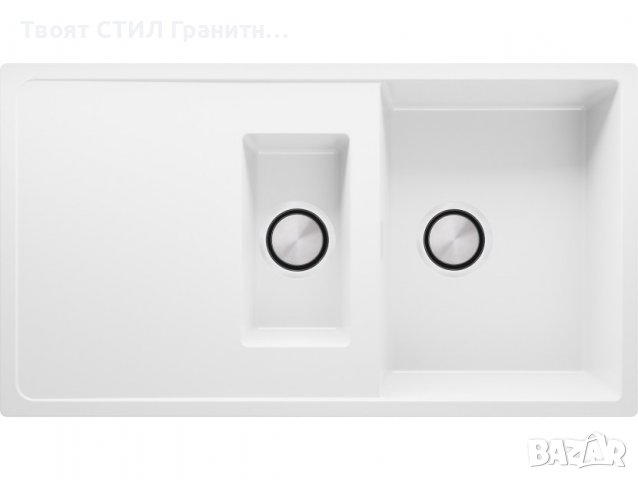 Кухненска Мивка от Гранит модел Ибиса 900 x 500 Supreme Duo - Бял