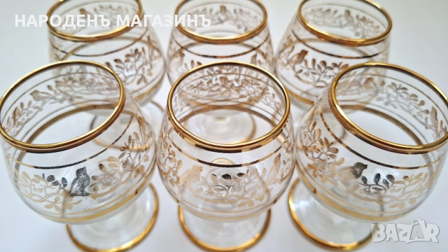 Нов немски златен сервиз чаши за ракия и аперитив – 6 броя, снимка 16 - Други ценни предмети - 54220190
