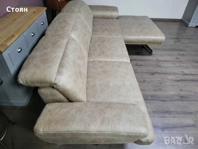 Бежов ъглов диван от плат "Bolsano", снимка 4 - Дивани и мека мебел - 48306511