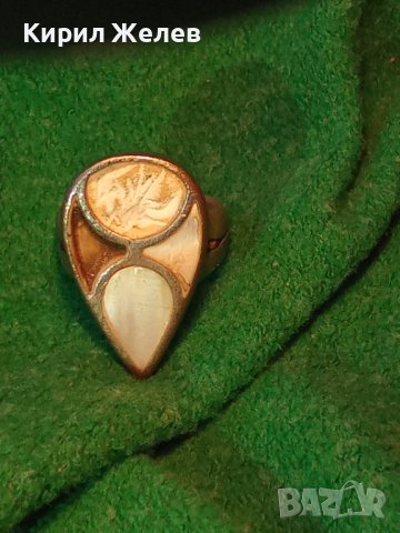 СТАР СРЕБЪРЕН ДАМСКИ ПРЪСТЕН със СЕДЕФ 925 ПРОБА 14993