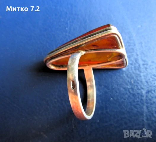 КЕХЛИБАРЕН СРЕБЪРЕН ПРЪСТЕН , снимка 5 - Пръстени - 50792066