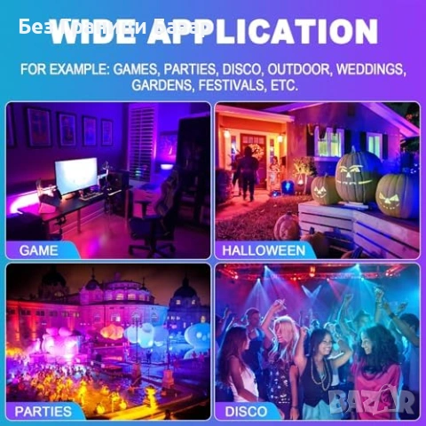 Нова Димируема RGB LED лампа 28W IP67 за фасада, двор и парти с app, музикална синхронизация, снимка 8 - Лед осветление - 54092802