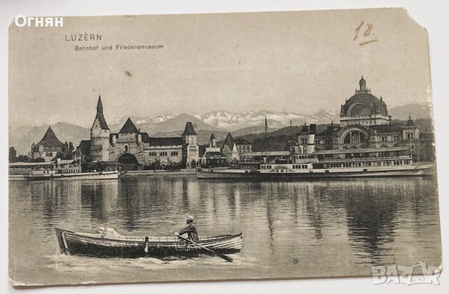 Стара черно-бяла картичка Люцерн 1907, снимка 1 - Филателия - 44353936