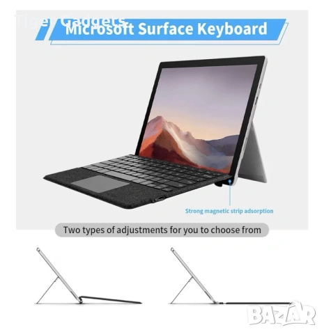 Seagtigau Surface TZ-2089D безжична клавиатура за Microsoft Surface Pro 11/10/9/8/X, снимка 4 - Таблети - 54136252
