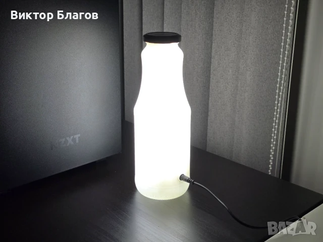 Нощна лампа от стъклено шише - ръчна изработка, снимка 3 - Настолни лампи - 50509499