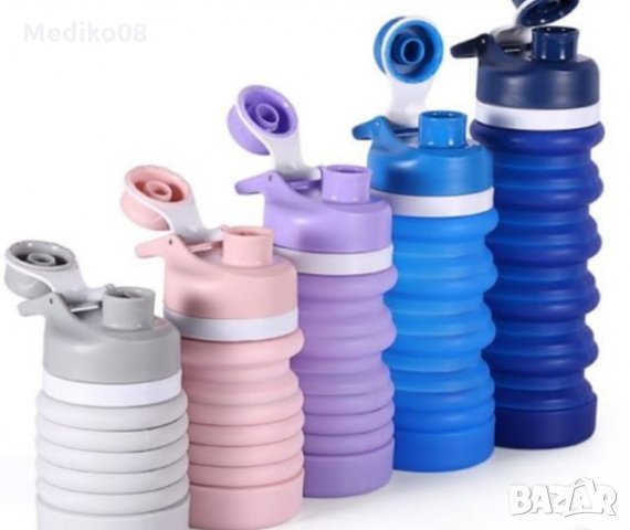 Сгъваема бутилка за многократна употреба 600мл, снимка 6 - Спортна екипировка - 29806357