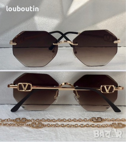 Valentino дамски слънчеви очила Осмоъгълник с верижка синджир, снимка 3 - Слънчеви и диоптрични очила - 44600680