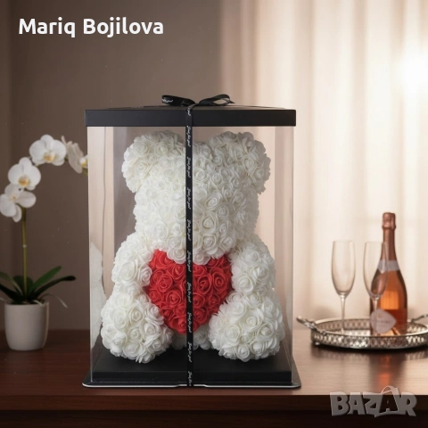 Мече от рози, 25см с подаръчна кутия в 3 цвята, снимка 11 - Декорация за дома - 53048250