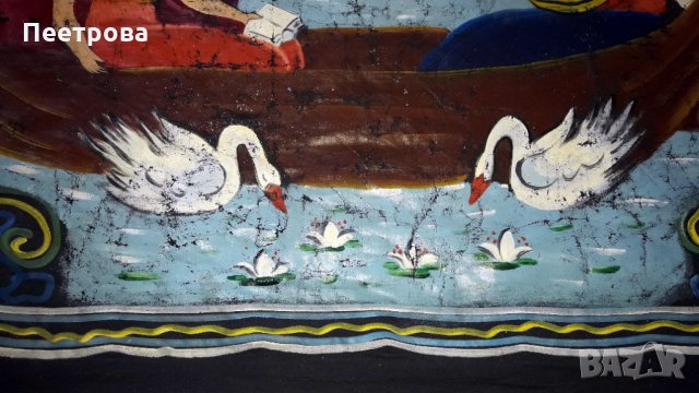 Оригинален ръчно рисуван ковьор за стена, началото на 20-ти век., снимка 3 - Антикварни и старинни предмети - 33836690