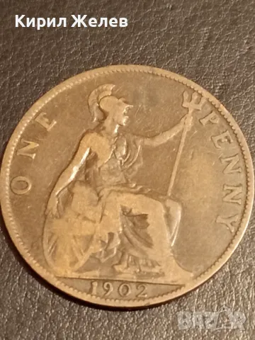 Стара монета 1 пени 1902г. Великобритания Крал Едуард седми 34823