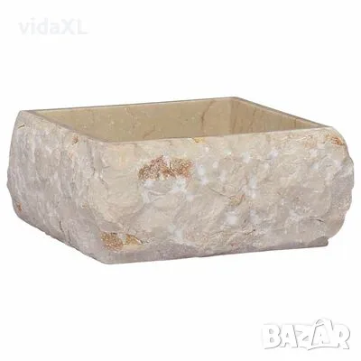 vidaXL Кремава мивка, 30x30x13 см, мрамор（SKU:149174), снимка 1 - Мивки - 48815836