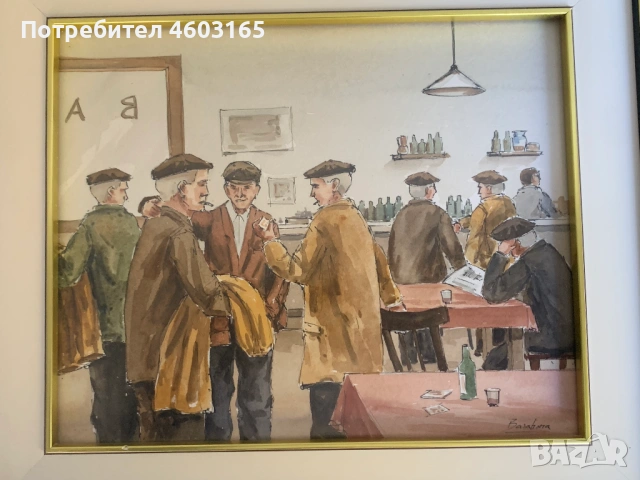 картина среща на приятели в кръчмата  4, снимка 2 - Картини - 54286454