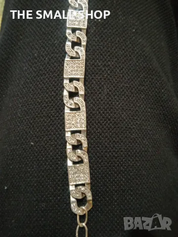 Масивна сребърна гривна с циркони сребро 925