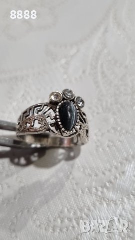 Vintage сребърен пръстен 925 с котешко око , снимка 3 - Пръстени - 44406188