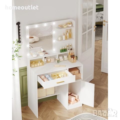 ПРОМОЦИЯ Тоалетка с огледало и LED осветление с голямо място за съхранение HZUANERI VT08103X, снимка 1