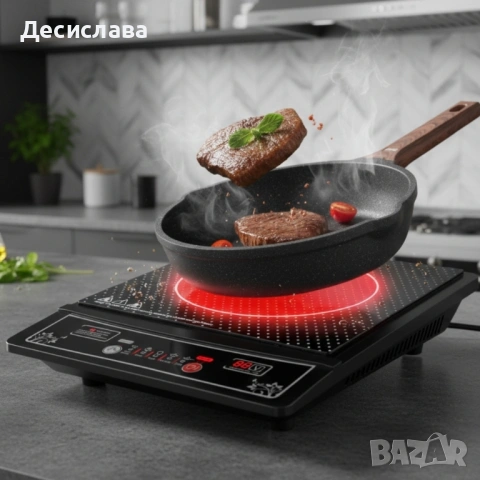 Индукционен котлон Cheffinger - 2000W, с дигитален дисплей, таймер и защита от прегряване, снимка 4 - Котлони - 53137447