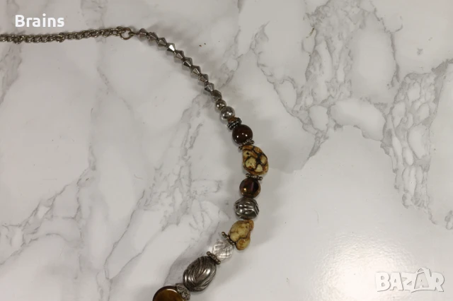 Стара Метална Огърлица С Камъни И Кристали, снимка 4 - Колиета, медальони, синджири - 50506473