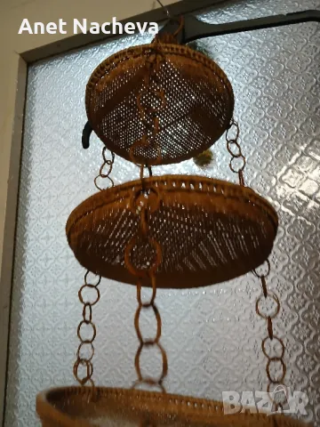 Сламени чинийки Ретро - тройка висящи една под друга като украса , снимка 3 - Други - 48351021