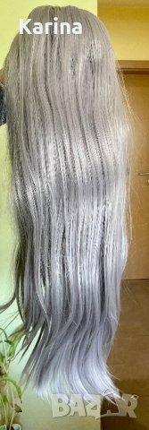 Перука от  висококачествен синтетичен косъм ,цвят   Омбре ( черно, сиво, лилаво), дължина 70см. , снимка 4 - Аксесоари за коса - 42815326