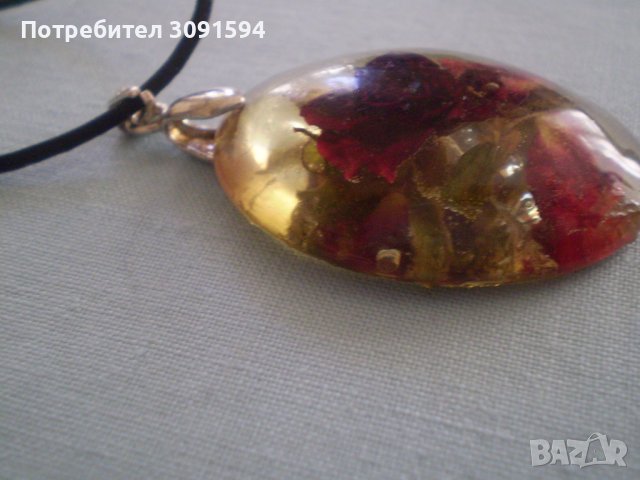 Висулка цвете с кожа и сребро 925, снимка 4 - Антикварни и старинни предмети - 36952471