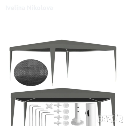 Сгъваема градинска шатра 3x3 м – Здрава метална конструкция, регулируема височина и защита от слънце, снимка 3 - Градински мебели, декорация  - 54154567