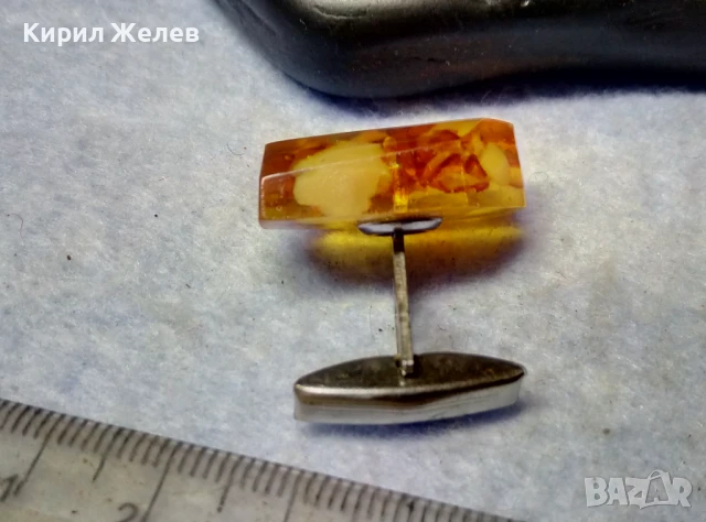 СТАРО СЪВЕТСКО КЕХЛИБАРЕНО КОПЧЕ За РЪКАВЕЛИ БУТОНЕЛ с БАЛТИЙСКИ КЕХЛИБАР 13740, снимка 6 - Антикварни и старинни предмети - 51280106