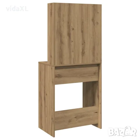 vidaXL Тоалетка с LED, дъб артизан, 60x40x140 см, снимка 9 - Тоалетки - 56148315