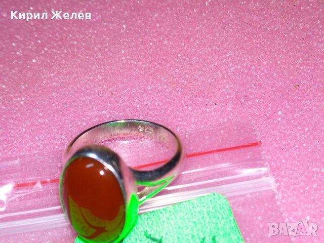 ВЕЛИКОЛЕПЕН СКЪПОЦЕНЕН СРЕБЪРЕН ПРЪСТЕН СРЕБРО 925 BG с ГОЛЯМ ПОЛИРАН КАРНЕОЛ РЪЧНА АРТ РАБОТА 42082, снимка 10 - Пръстени - 44314942