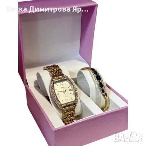 Елегантен подаръчен комплект за дами - Часовник с нежна гривна, снимка 3 - Бижутерийни комплекти - 49166900
