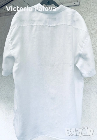 Ленена риза GANT оригинал, 100% лен, снежнобяла, 3XL, Португалия, снимка 5 - Ризи - 53929564
