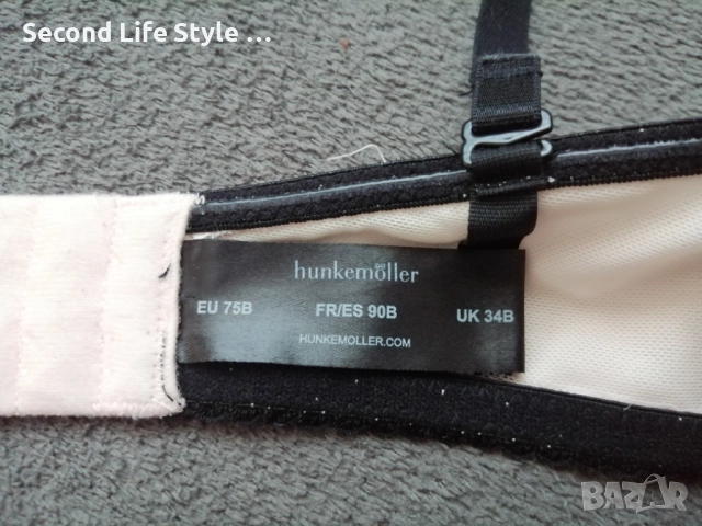 75B Hunkemoller розов луксозен сутиен с черна дантела, сладки панделки и детайли, снимка 10 - Бельо - 52907723