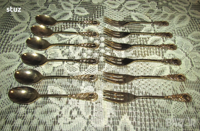 Десертни вилички и лъжички, сет 12 бр., снимка 2 - Прибори за хранене, готвене и сервиране - 54346540