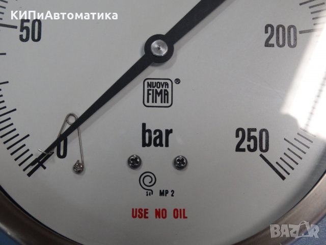 Манометър Nuova Fima Ф 160, 250 bar, снимка 3 - Резервни части за машини - 34450241