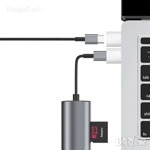 Преходник DeTech, USB C (F)– USB(M) OTG, Сив, снимка 2 - Друга електроника - 48751873