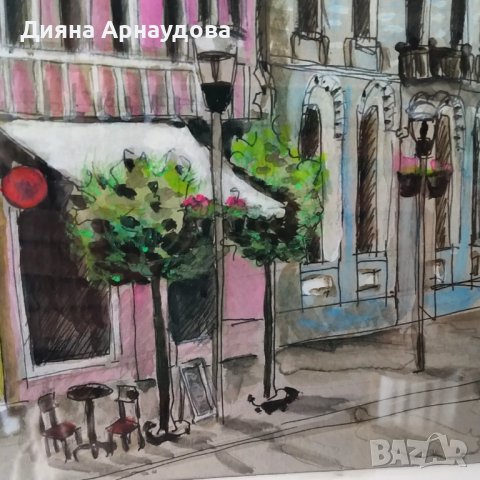 Улица в Стара Варна- акварел , снимка 3 - Картини - 39602538