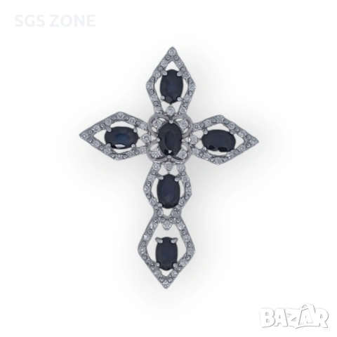 Стилен и масивен сребърен кръст с рубин от Таиланд, снимка 7 - Колиета, медальони, синджири - 53324103