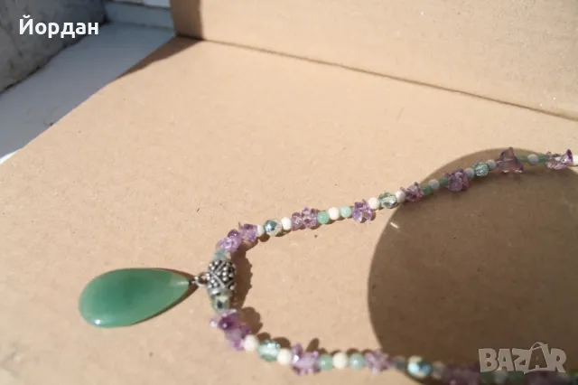 Дамско колие с аметист,планински кристал и ахат, снимка 2 - Колиета, медальони, синджири - 49862160