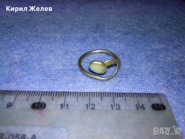 СТАР ФИН ЗМИЕВИДЕН СРЕБЪРЕН ПРЪСТЕН ВИСОКА ПРОБА СРЕБРО с БЯЛ АХАТ РЪЧНА ИЗРАБОТКА 43755, снимка 12 - Антикварни и старинни предмети - 44723047