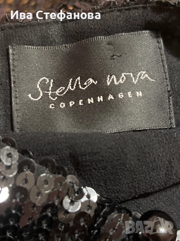 Нова черна парти официална коктейлна рокля пайети с коприна подплата Stella nova Копенхаген , снимка 8 - Рокли - 47567569