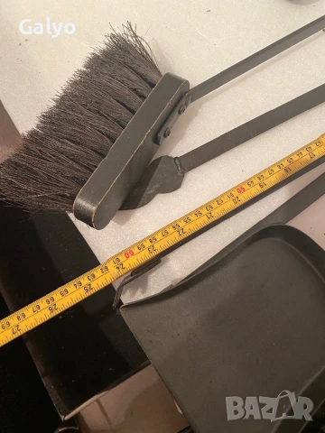  Комплект стари антични прибори, аксесоари за камина, ковано желязо и месинг, снимка 6 - Камини - 50944770