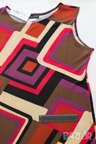 Рокля без ръкави с многоцветен принт Colors by Mia - L, снимка 5 - Рокли - 42533585