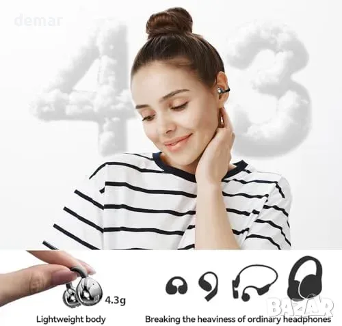 UcanI безжични open-ear слушалки с clip-on, Bluetooth 5.4, ENC, IPX5, снимка 6 - Bluetooth слушалки - 55849738
