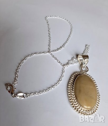 Арт Колие от естествен яспис, медальон, висулка, снимка 4 - Колиета, медальони, синджири - 31231692